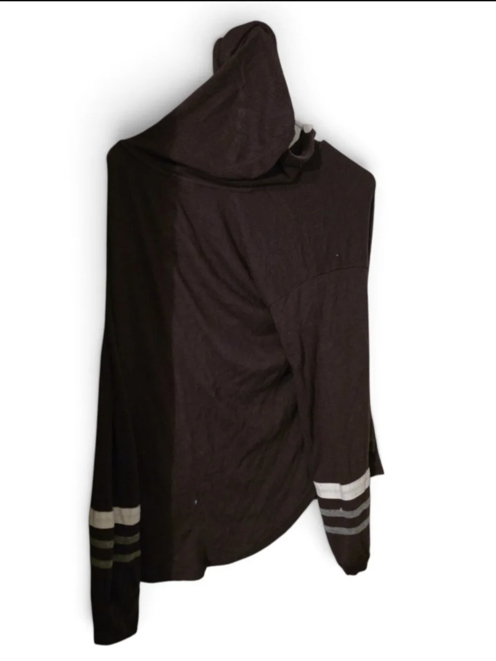 Market & Spruce Plum Hooded Pullover Sweater with White Accents